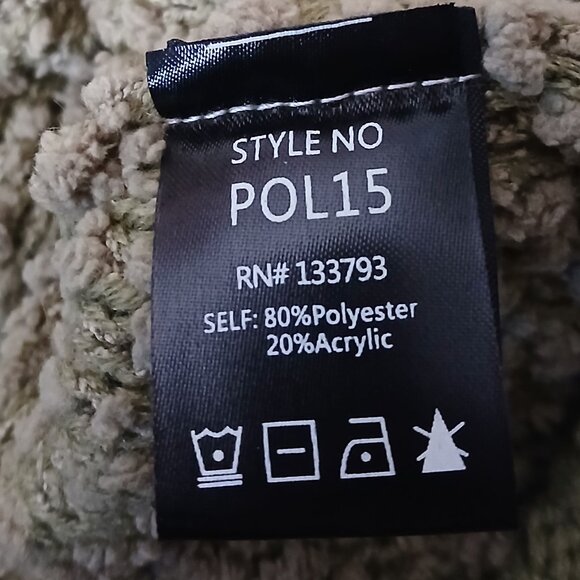 POL Sweater L Hooded Oversized Olive Green Popcorn Knit - Picture 9 of 10